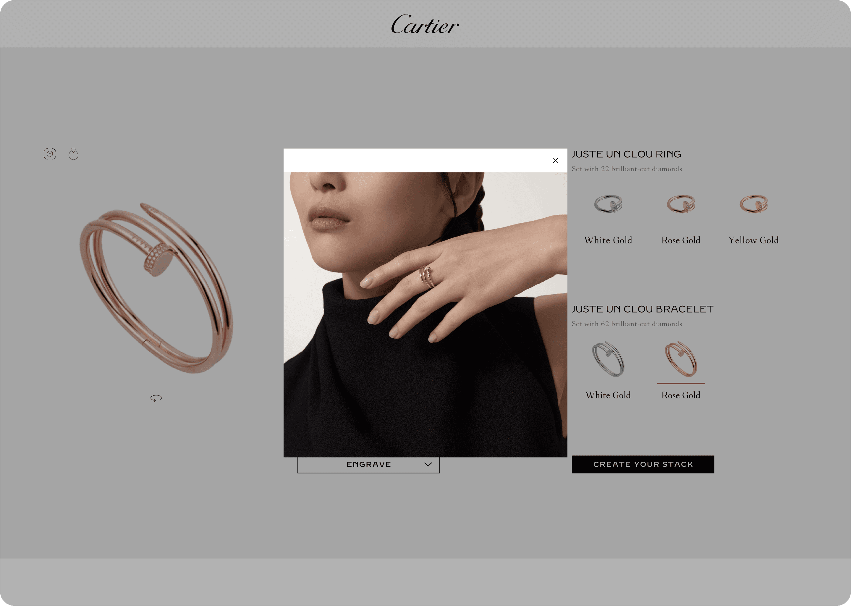 Cartier 3D configurator webpage mockup