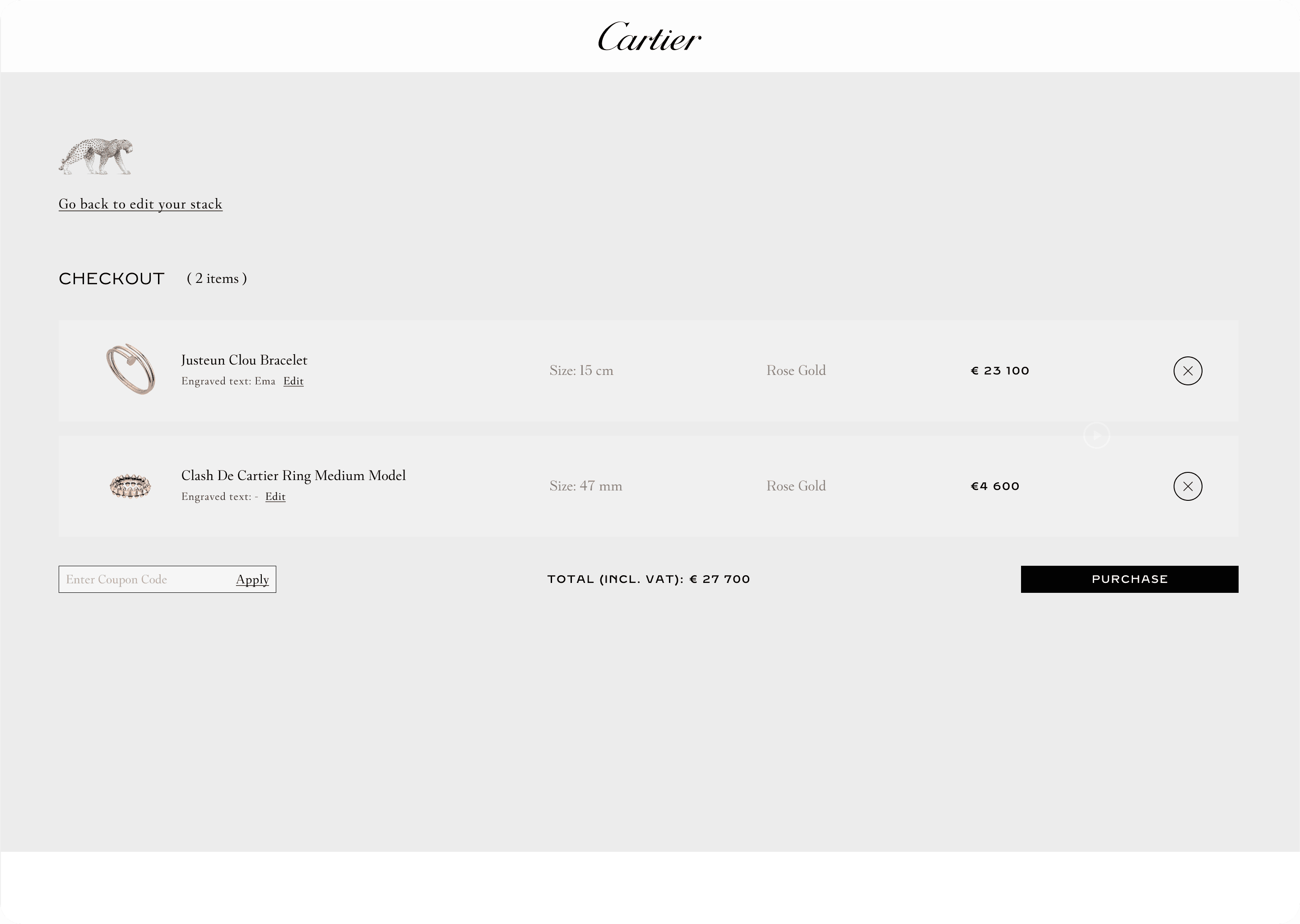 Cartier 3D configurator webpage mockup