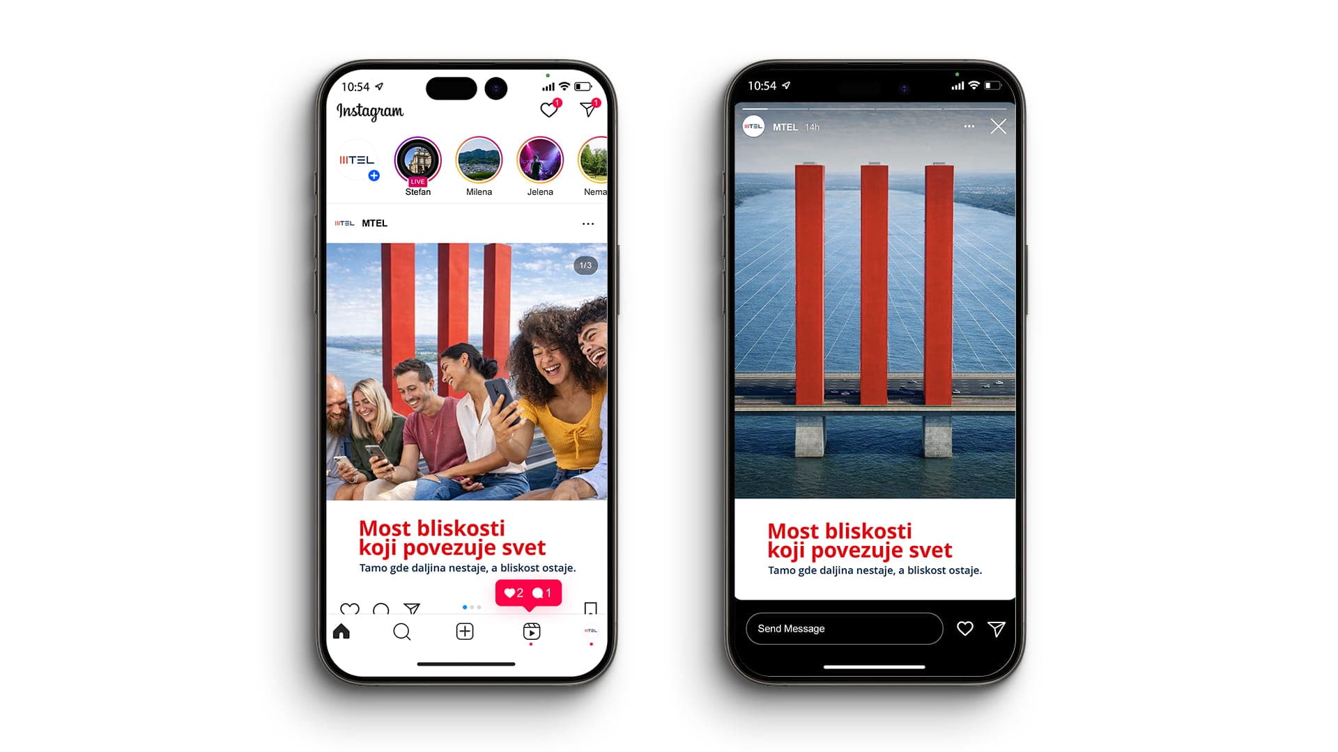 Social media post mockup on phone screens