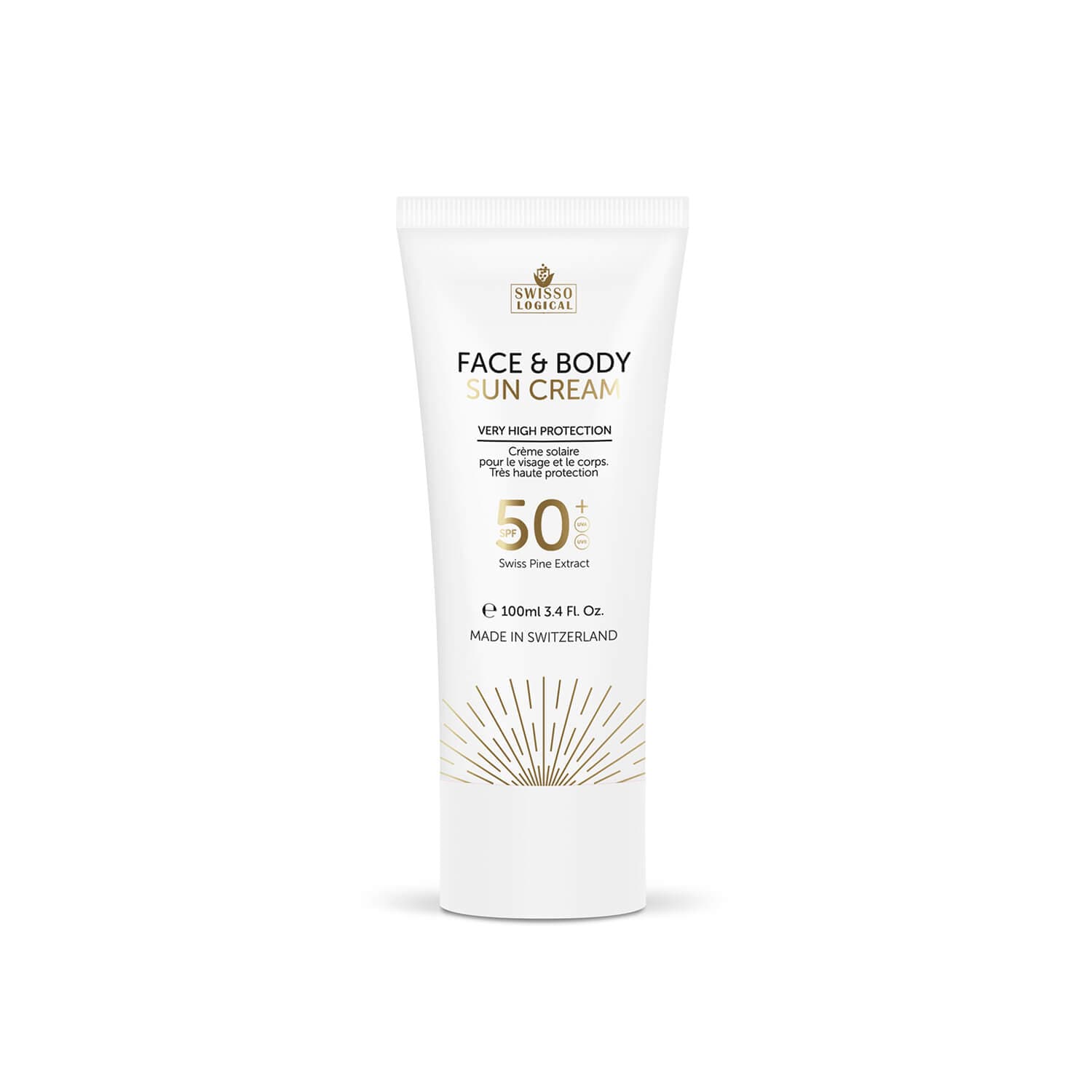 Swissological face and body sun cream tube mockup